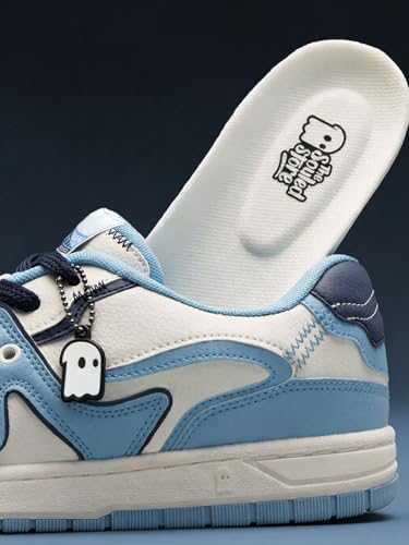The Souled Store Urban Blaze: Blue Moon Men and Boys Low Top Sneakers | Light Blue, White & Navy Blue Retro Trainer with Faux Leather, Cushioned EVA Sole & Lace-Up Closure