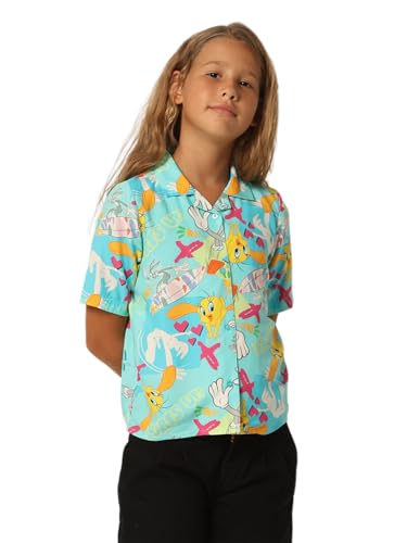 VERO MODA Girls Graphic Print Viscose Blue Shirt