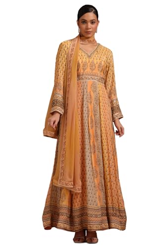 Soch Women's Viscose Floor Length Gown (EWS5CD22016_Mustard