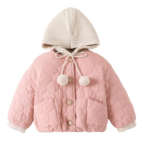 Hopscotch Girls Pink Full Sleeves Lace Trim Quilted Jacket For Age (18-24 Months)