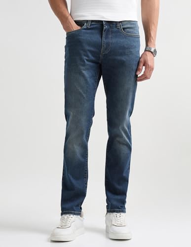 Arrow Newyork Men's Soho Slim Tapered Fit Mid Rise Jeans (ANAKJN2680_Indigo_40)