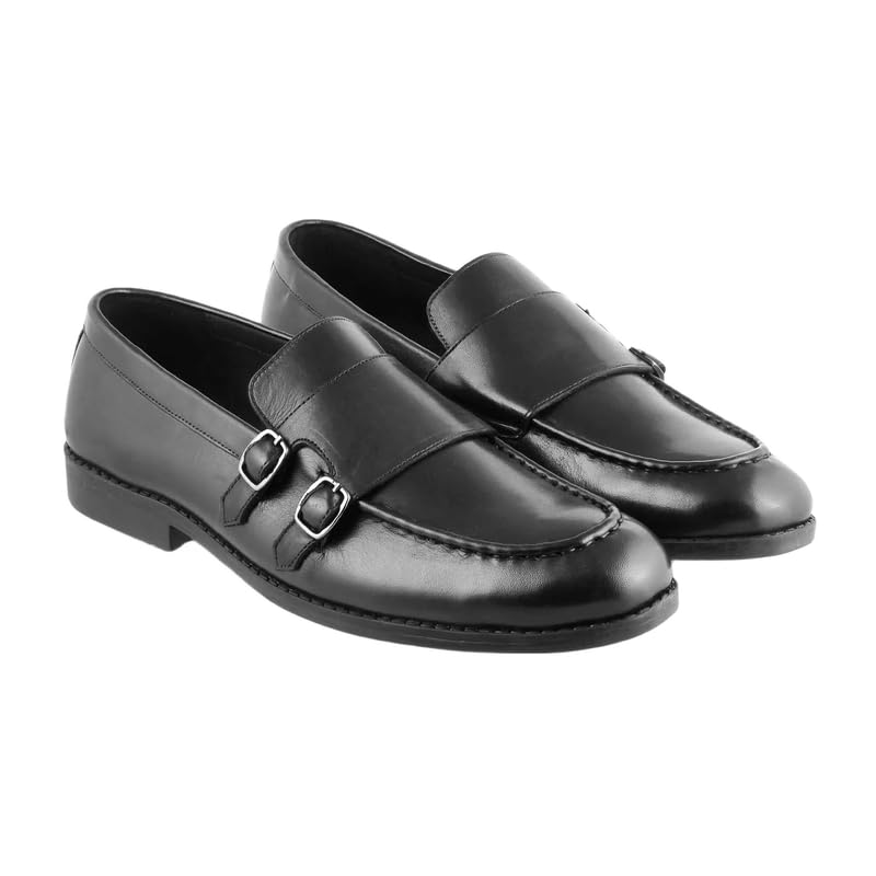 tresmode Bondy Black Men's Double Monk Shoes in Size 11 UK (45 EU)