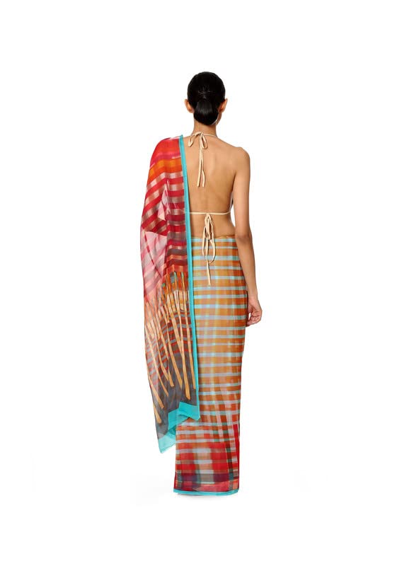 Satya Paul Pink Jaz Chiffon Printed Silk Saree for Women