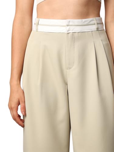 ONLY Women Solid Regular Fit Casual Green Regular Pants