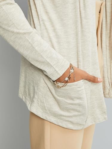 Max women's Polyester Blend Casual Shrug (SHRUG3202A_Oat Marl_XS