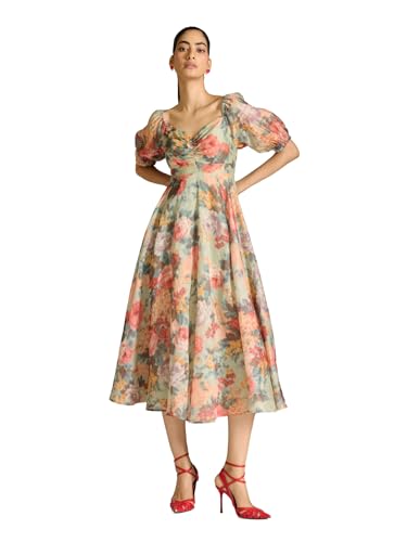 Label RITU KUMAR Mint Rosie-Pixie Short Sleeves Floral Long Dress