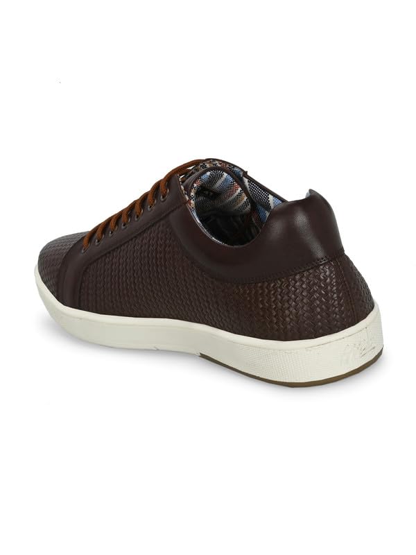 HITZ Men's Brown Leather Lace-Up Sneaker UK 10