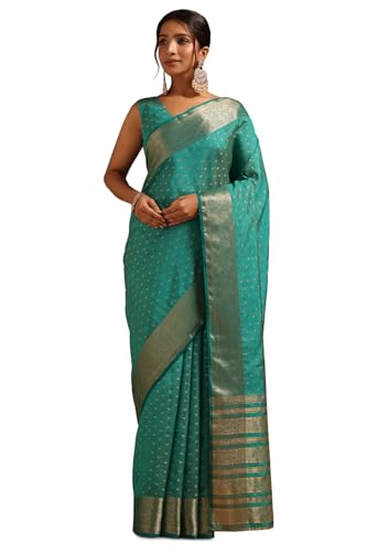 Soch Womens Teal Art Silk Zari Woven Saree