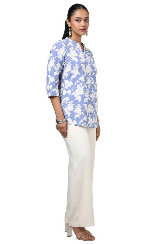 Soch Womens Indigo Cotton Flex Floral Print Tunic