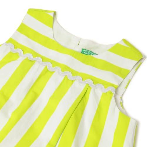 UNITED COLORS OF BENETTON Regular Fit Round Neck Striped Dress (Size: 11-12 Years)-25P4NEODR152I902 Yellow
