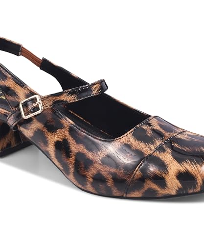 JM LOOKS Animal Print Slingback Low-Block Heel for Trendy Casual Wear