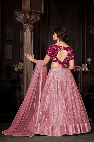 Warthy Ent Embroidery and Sequins work Net Fabric Lehenga Choli With Net Dupatta