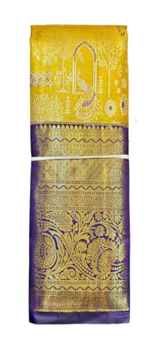 VFCollections Women's Traditional Handloom Kanchipuram Silk Pure Pattu Sarees – Butterfly Butta & Flowers Border | Rich Zari Woven Design | Bridal Saree | Unstitched Blouse (VFC696-3)