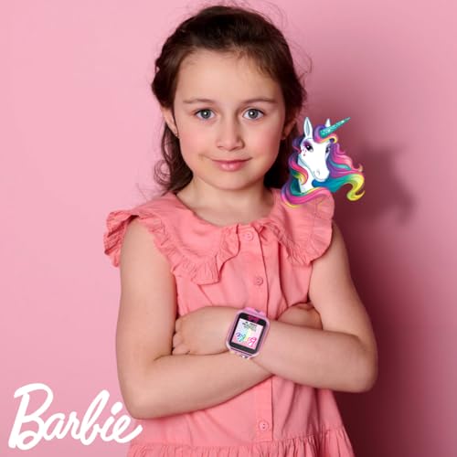 Barbie Kids Smartwatch - Interactive Fun with 10 Watch Faces, Camera, Games, Alarm, Step Tracker & More - Stylish Gift for Girls with Printed Unicorn & Mermaid Straps - Fits Wrists 5.5'' to 8.5'',