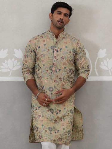Jompers Embroidered Kurta for Men (Pista, M)