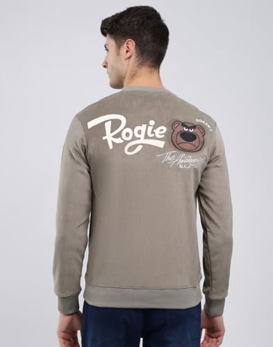Monte Carlo Men Regular Fit Printed Round Neck Pull On Full Sleeve Winter Sweatshirt| Stylish Sweatshirt for Men | Soft Comfortable Casual Winter Wear for Men's Olive SP1