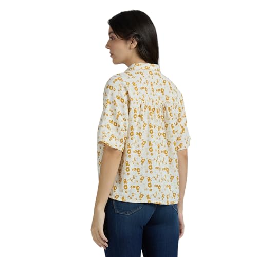 Pepe Jeans Women's Relaxed Fit Shirt (PL305079_Mustard Brown