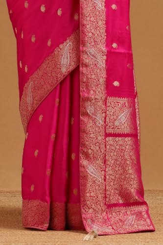 Soch Womens Fuchsia Satin Zari Woven Saree