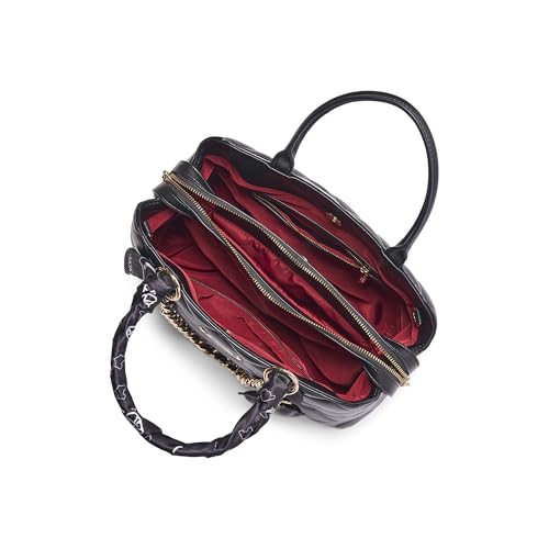 Akiki London Women's Waterloo 13 Satchel Handbag|Quilted Pattern|comes with Scarf and Dog Charm|Metal Detailling|Premium Office Handbag for Women