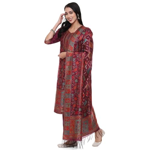 BIBA Women YARNDYED STRAIGHT KURTA SALWAR KURTA DUPATTA(SKDARTSY WE9102_WINE_34)