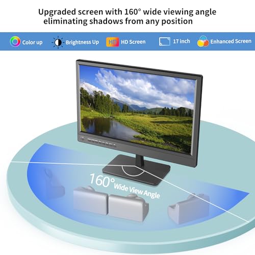 Jexiop 17 inch TV, small flat screen TV with ATSC digital tuner - HDMI & USB port in-dual power - 12 Volt charger cable and AC power suitable-for caravan, kitchen, bedroom