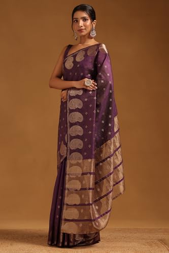 Soch Womens Wine Art Silk Zari Woven Saree