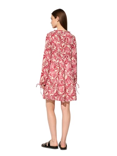 ONLY Women's Tropical Print Fit and Flare Maroon Dress