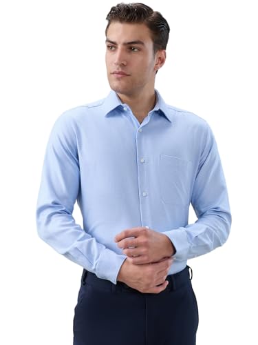 Raymond Blue Structure Pattern Men Long Sleeve Casual Shirt