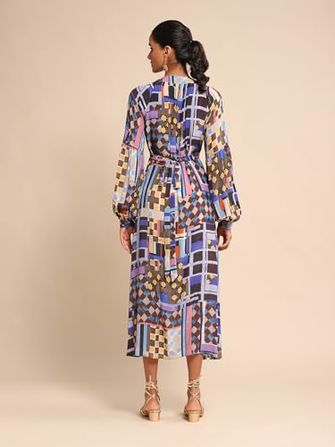 Ritu Kumar Blue Geometric Print Dress
