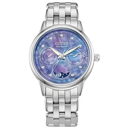 Citizen Stainless Steel Womens Calendrier Analog Diamond Mother-Of-Pearl Dial Stainless Case Bracelet Watch, Band Color-Silver