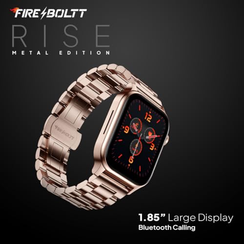 Fire-Boltt Rise Luxe Bluetooth Calling Smart Watch, 1.85”HD Display,AI Outfit Watch Face, 2 Looks in 1 Watch, Extra Straps at ₹99, 120+ Sports Modes, Metal Smartwatch for Men & Women (Rose Gold)
