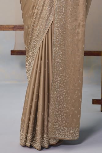 Soch Womens Beige Crepe Embellished Saree