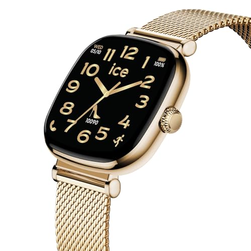 ICE-WATCH - ICE smart 2.0 Gold Milanese - Square gold smartwatch for women with stainless steel strap - 025234 (1.70 inches)
