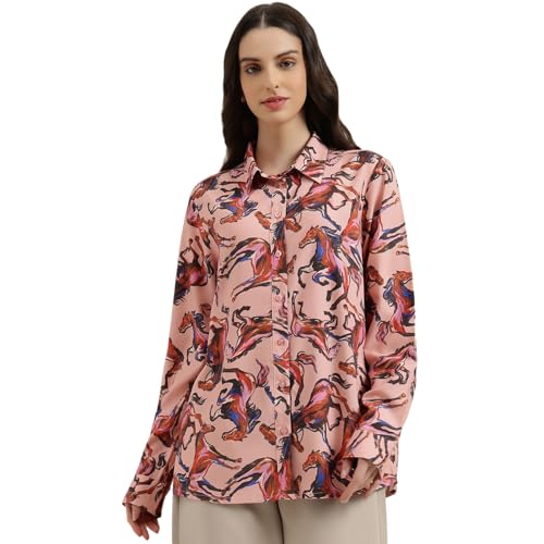 United Colors of Benetton Regular Fit Regular Collar Printed Shirt (Size: 2XL) - 26P5WVNTP308I904 Pink