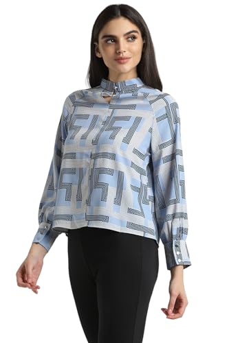 Allen Solly Women's Regular Fit T-Shirt (AHTSWRGFU81759_Blue