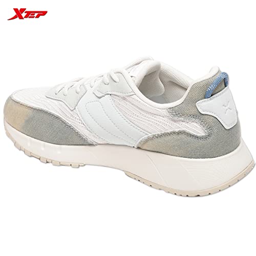 XTEP Women's Grey White Colour Blocking Synthetic Leather RB Casual Shoes (4.5 UK)
