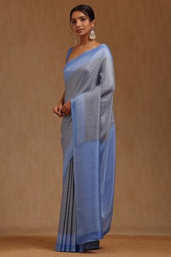 Soch Womens Blue Art Silk Floral Print Saree