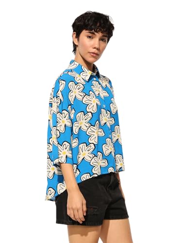 ONLY Women's Loose Fit Blue Shirt
