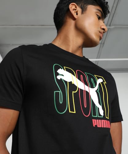 Puma Men's Graphic Print Slim Fit T-Shirt (680847_Black