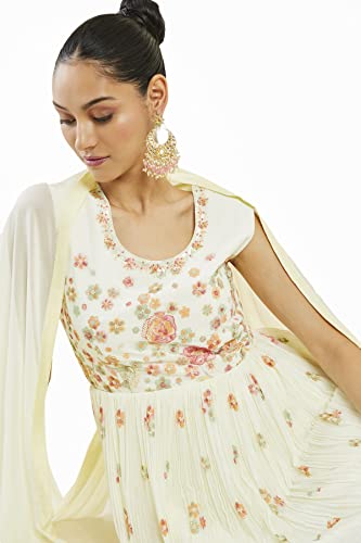 Soch Women Yellow Georgette Embroidered Gown (Yellow_XL)