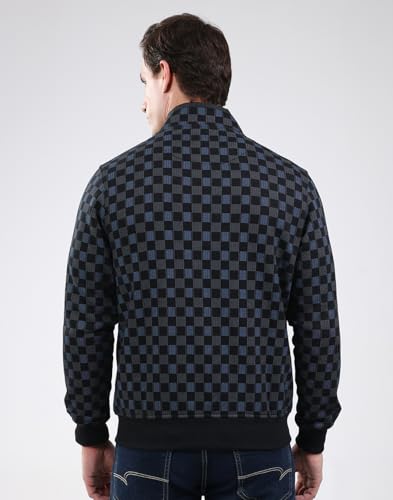 Monte Carlo Men's Regular Fit Sweatshirt | Solid Pattern | Zip Closure with Full Sleeve Band Neck | Zipper Sweatshirt for Men Black 3XL (Pack of_1)