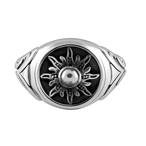 GIVA 925 Oxidised Silver Solace Sun Ring for Him, Fixed Size, Indian -22 | Gifts for Men and Boys | With Certificate of Authenticity and 925 Stamp | 6 Months Warranty