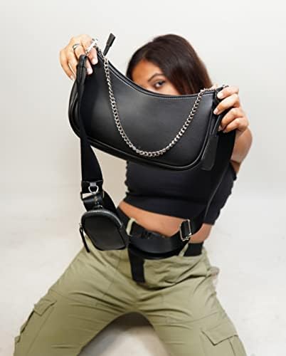 Ceres Cross-Body Sling Bag For Girls/Women | Leather Crossbody Bag With Detachable Shoulder Strap | Ladies Purse Handbag - Black