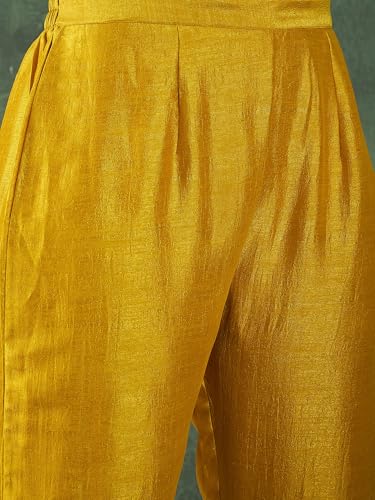 Varanga Women A Gracefully Beaded Yoke Kurta Paired With Solid Trousers And A Matching Dupatta