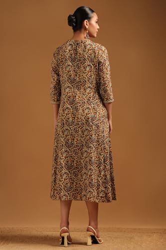 Soch Womens Mustard Cotton Paisley Print Dress