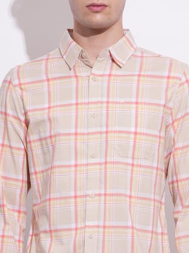 Being Human Cream Regular Fit Regular Collar Men's Shirt Clothing