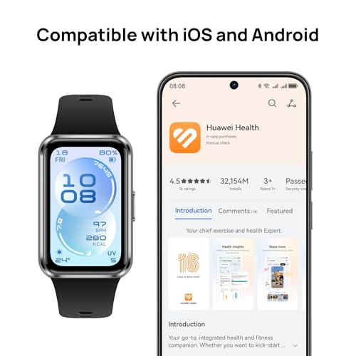 Huawei Band 11 Health & Fitness Tracker, Enhanced Sleep Tracking, All-Day Health Monitoring, Ultra-Slim & Comfort Wear, iOS & Android Compatible, Smart Watch. (Black)