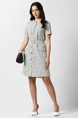Women White Textured Formal Dress