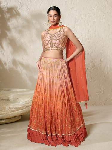 Woman's Classy peach shaded lehenga choli