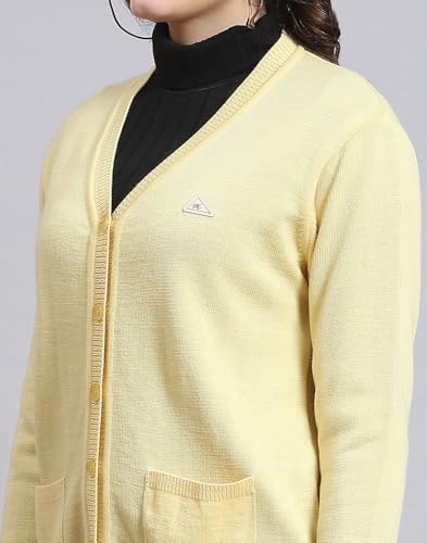 Monte Carlo Womens Pure Wool Solid Sweater (1230714Vn-2426-42, Lemon, XXL)